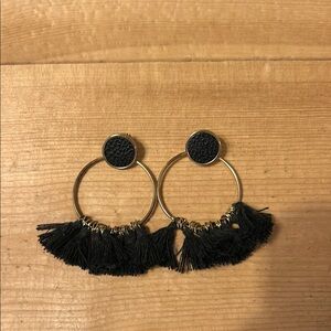 Elegant Black and Gold Tassel Earrings